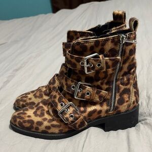 Aldo Animal Print Boots with Buckles
